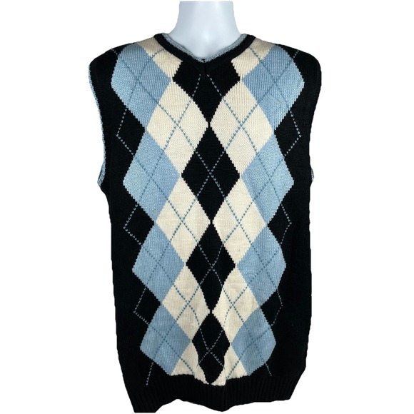 Dtek Jeans Vintage Y2K Argyle Sweater Vest Men's XL - Picture 2 of 6